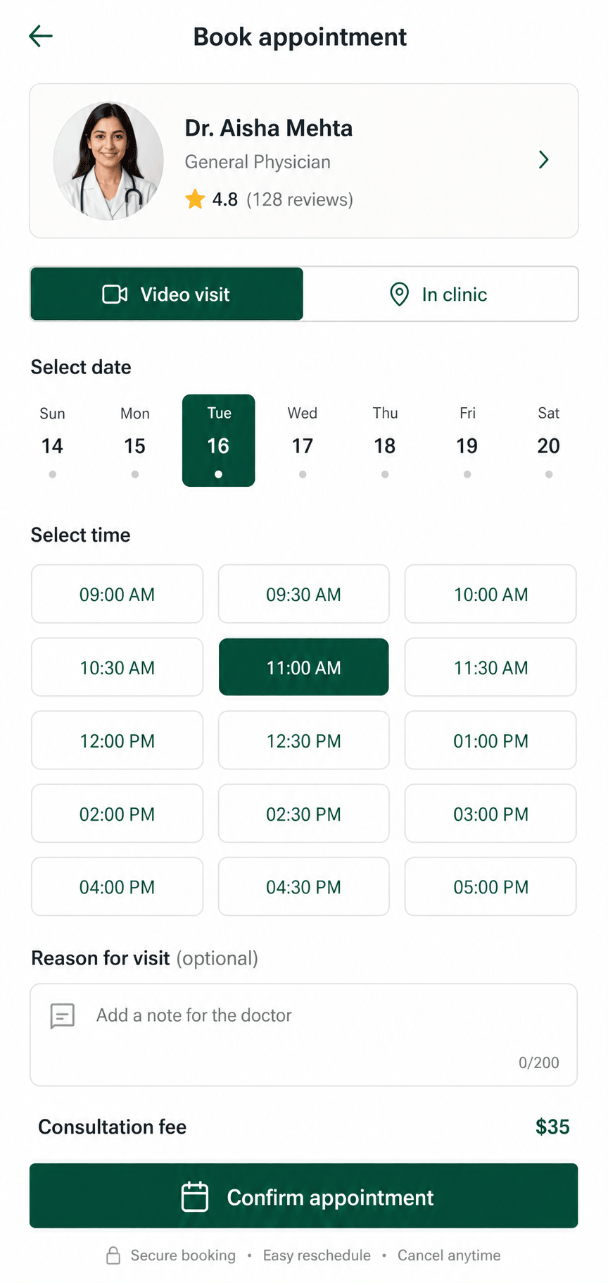 Wellora Health appointment date and time booking