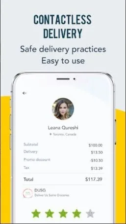 XP Eats contactless delivery review screen